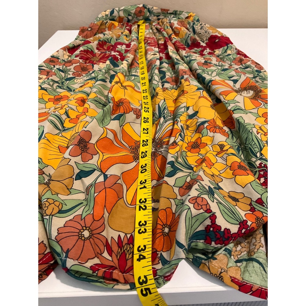 Natural Life Floral Maxi Skirt Ruched Back Waist Side Slit Boho Cottagecore XS - Picture 6 of 7